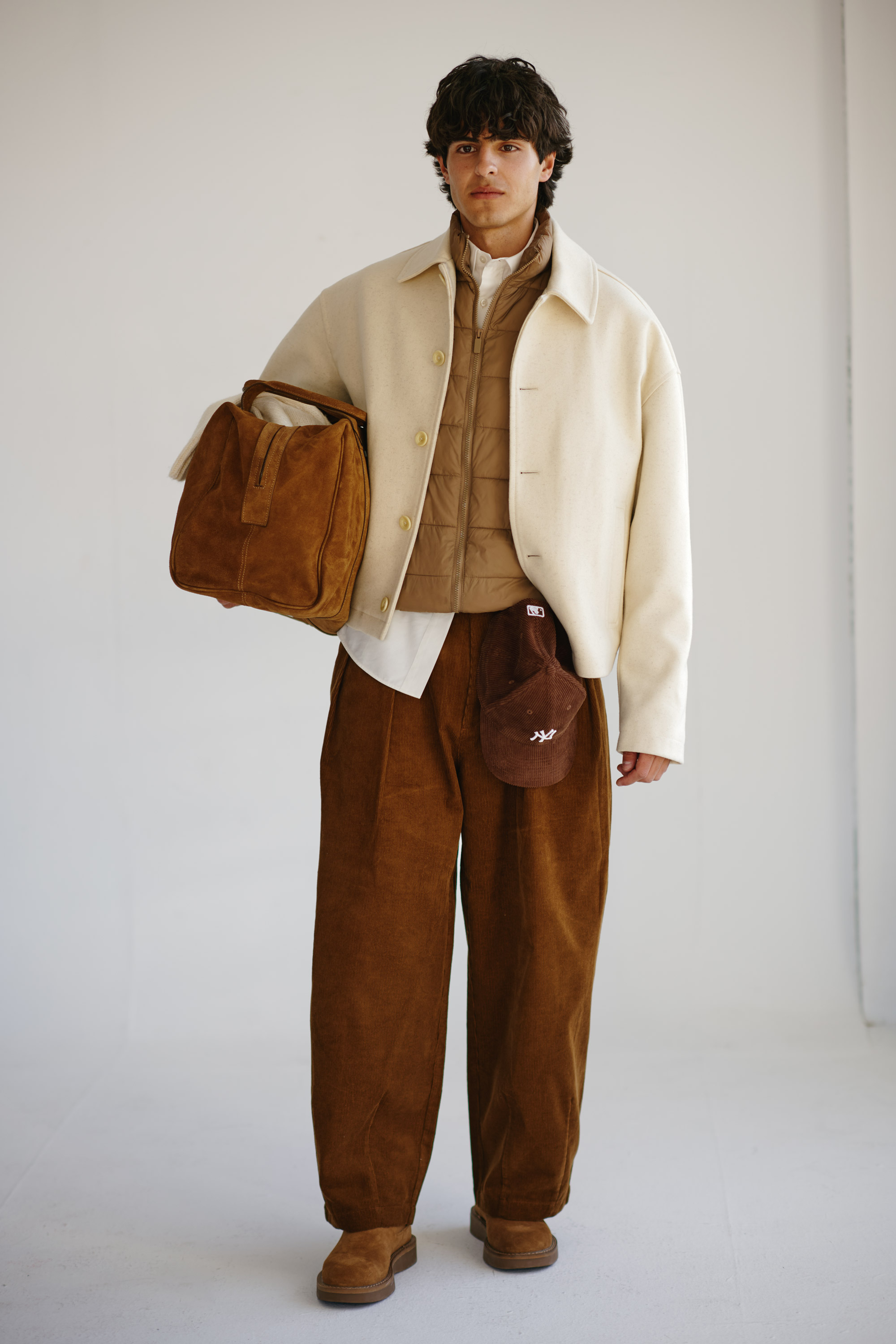 ecru-colored boiled wool jacketS-M